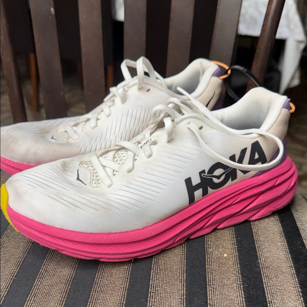 Hoka Women's White and Pink Running Shoes